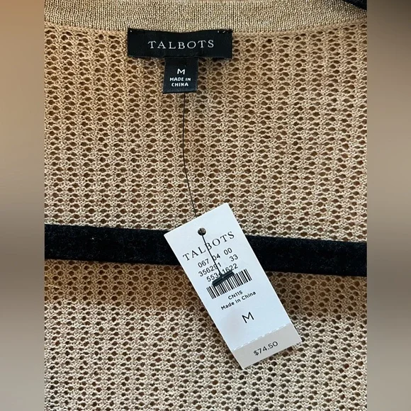 NWT Talbots Women's GOLD LUREX OPEN STITCH SCALLOP SHRUG Size Medium - Picture 3 of 10